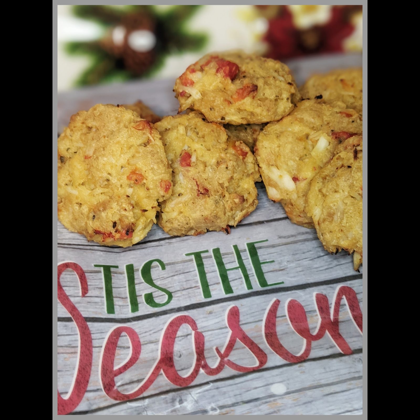 Savory cornbread drop biscuits on a holiday board